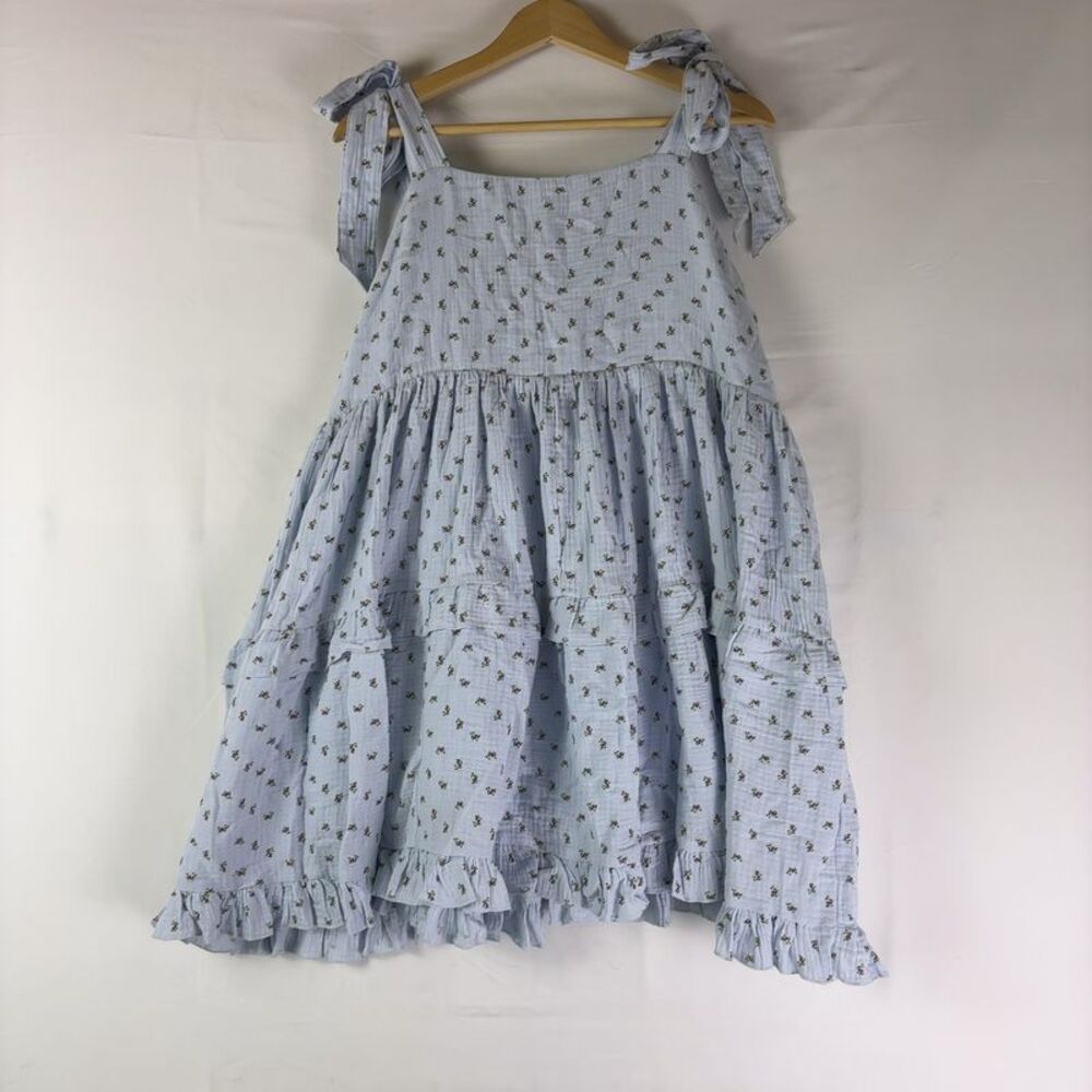 unknown brand Square Neck Ruffle Dress-Sky Blue Size Medium